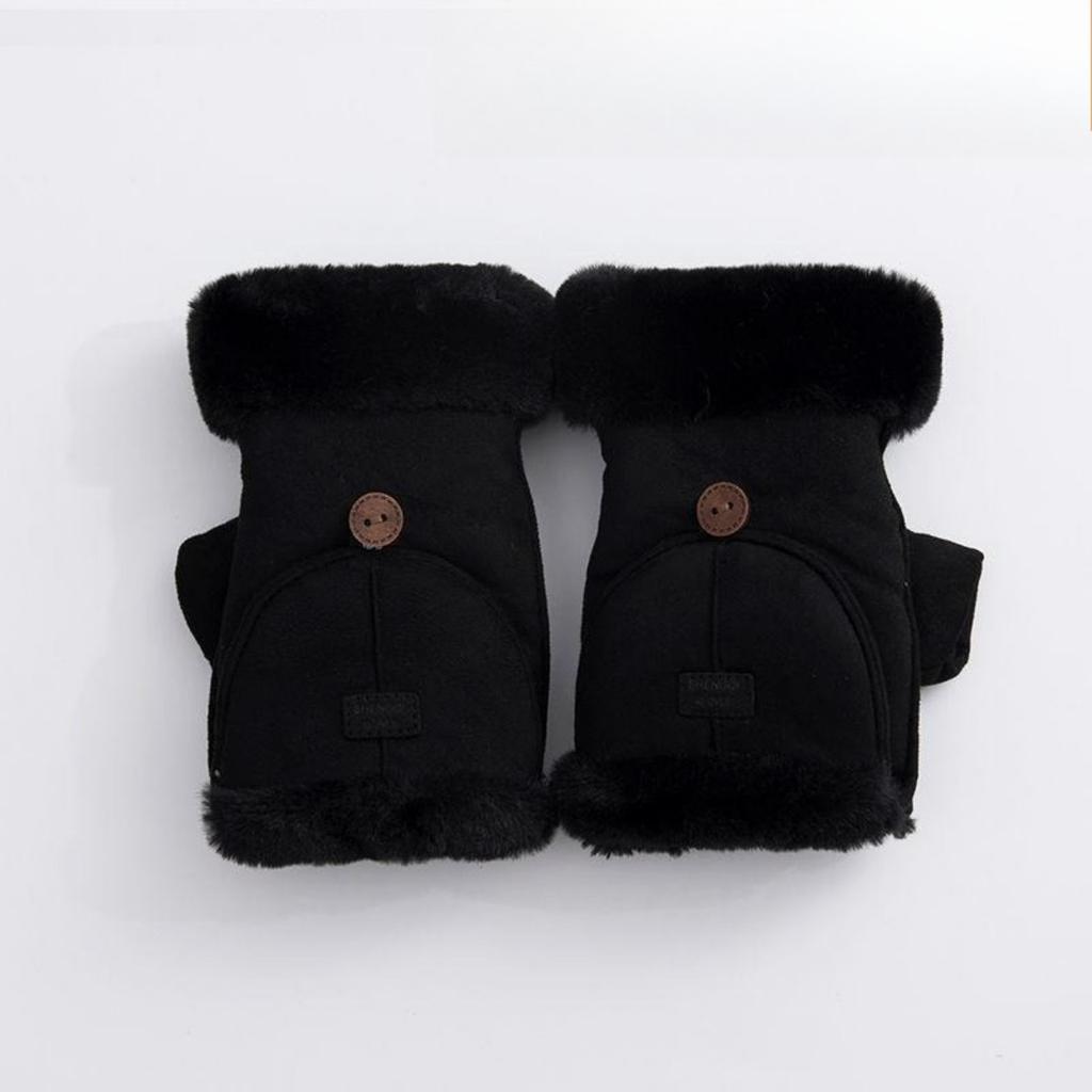 Велоперчатки, Женские, Теплые, Бархатные, Толстые, С откидными пальцами, Перчатки без пальцев