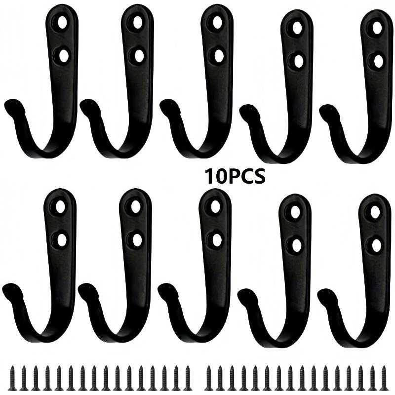 Durable Iron Coat Hooks Set of 5/10 Wall Mounted with Rust Proof Screws for Home Office