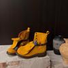 Medieval Hippie Three-wear Martin Boots Women's 2025 New Fashion Fringed Straps Thick-soled Big Yellow Boots
