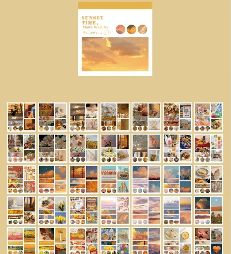 Милая наклейка с пейзажем для девочки, цветочный океан, закат, природный пейзаж, канцелярская наклейка, DIY Декор, наклейка для скрапбукинга