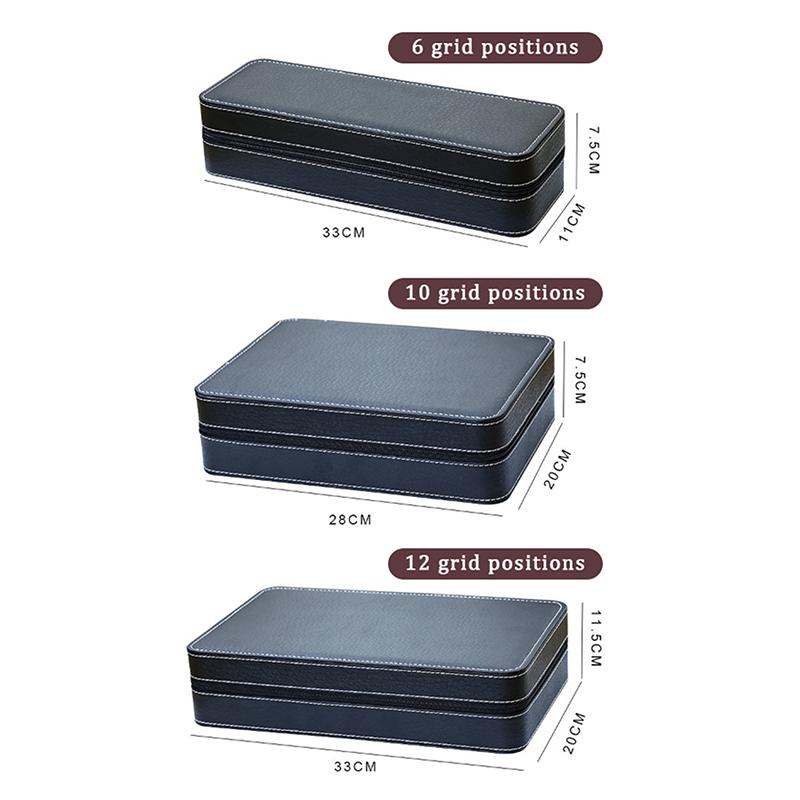 Элегантный черный узор под страуса, искусственная кожа, сумка для хранения часов, пыленепроницаемая, на молнии, сумка для хранения часов, изысканная подарочная коробка