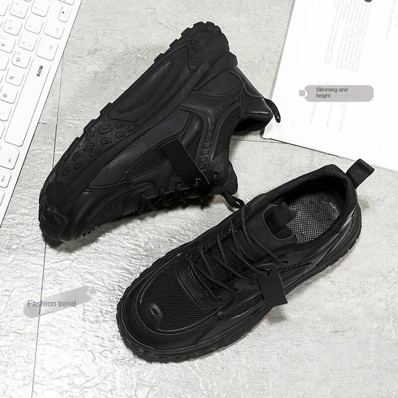 Новые женские туфли на толстой подошве, модные трендовые туфли для пап, повседневная обувь с дышащей сетчатой поверхностью, новые маленькие белые туфли с подошвой Muffin Sole, увеличивающие рост