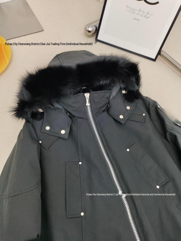 Cross MOOSE Men's Model 02 Bomber Jacket, Small - 3Q Fox Fur Thickened Down Coat