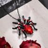 Halloween Fashion Red Spider Pendant Diamond Necklace