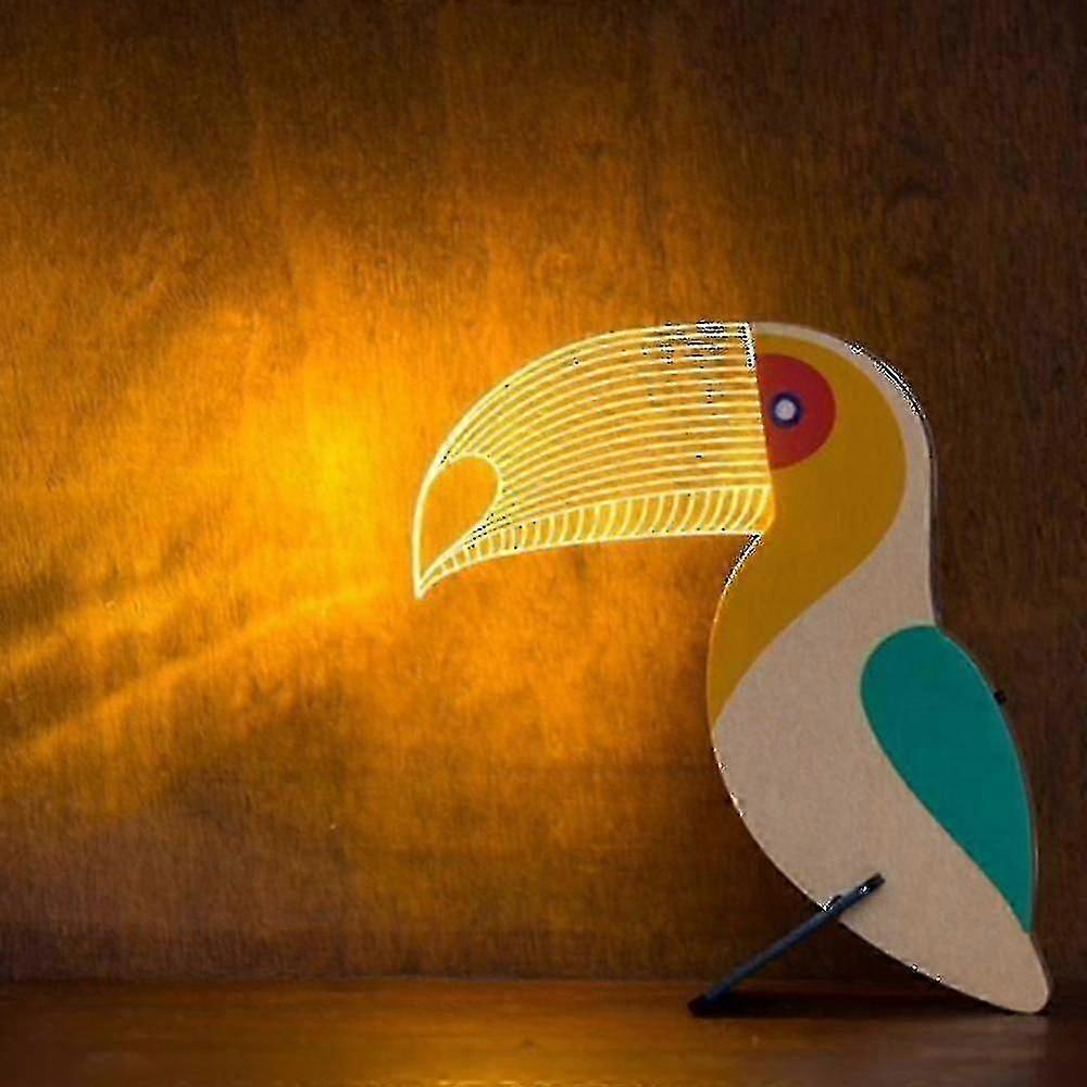 Battery Acrylic Night Light Wooden Animals Toucan Room Decoration Led Lamp