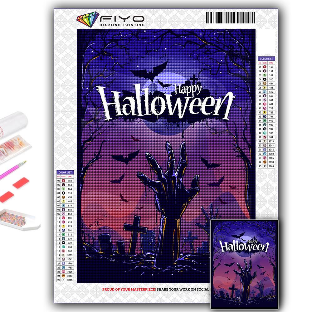 DIY 5D Diamond Painting Halloween Pumpkin And Witch Castle Cross Stitch Kit Full Drill Embroidery Mosaic Art Picture of Rhinestones Gift