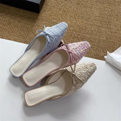 Модные туфли с закрытым носком, женские тапочки с бантом-бабочкой, мягкие тапочки с бантом-бабочкой, цветочные шлепанцы, туфли с закрытым носком, женские тапочки для улицы, бабочка