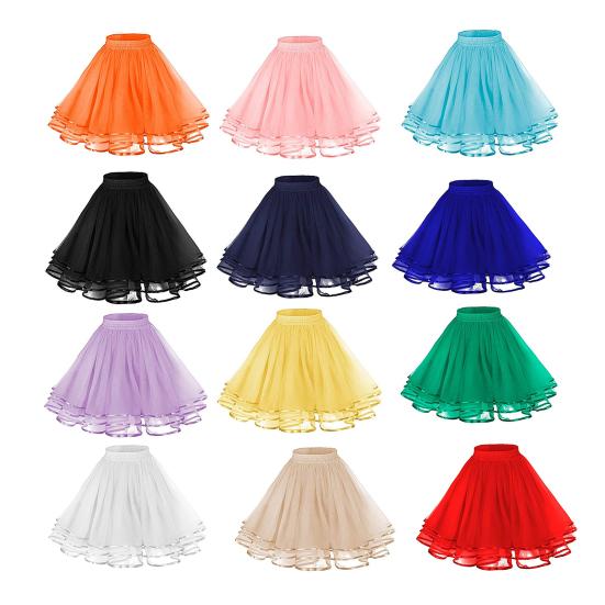 Юбка-подъюбник для девочек из пышного тюля с эластичной завышенной талией, пышная 3-слойная юбка из тюля, юбка на атласной подкладке, платье-юбка