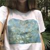 Van Gogh Almond Blossom Oil Vintage Painting T-Shirt Women Causal Tumblr Fashion Grunge Aesthetic Printed Tee Cute White Tops