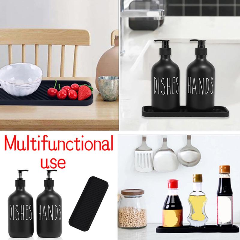 Черный набор дозаторов мыла для рук и мыла для посуды с подносом для кухонной раковины с насосом Бутылка для хранения мыла Многоразовые бутылки