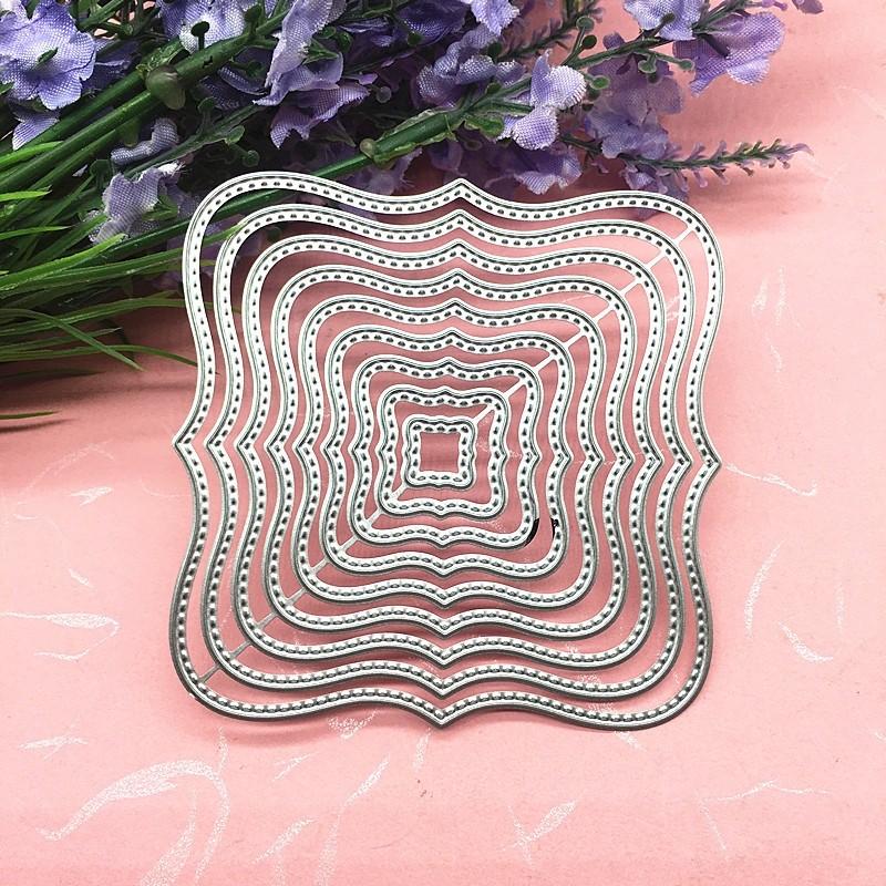 Многослойные квадратные фигурные вырубки для изготовления открыток, режущие штампы, металлическая форма для вырубки, штампы для скрапбукинга, травленый тисненый трафарет для рукоделия