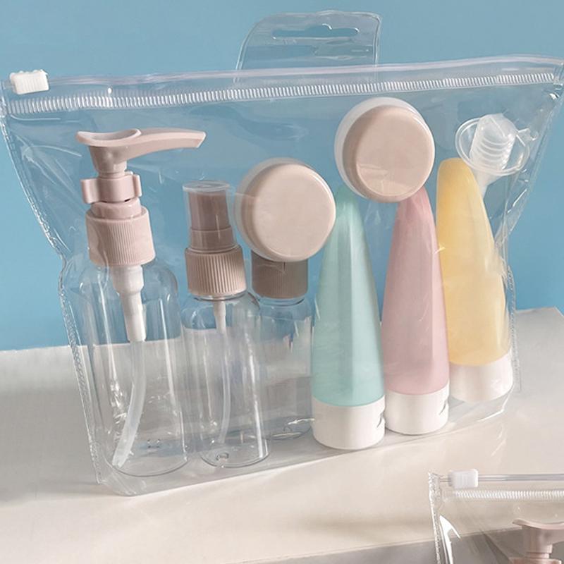 Дорожный костюм из 11 предметов, косметический флакон, пластиковый флакон, флакон для лосьона, флакон для тонера, распылитель, дозатор для шампуня и мыла