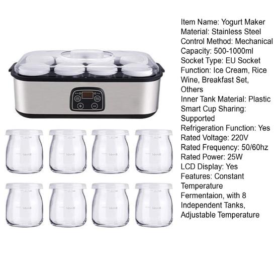 Yogurt Maker with Adjustable Temperature And Time Control EU Socket Constant Temperature Fermentaion 8
