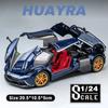 1/24 Pagani Huayra Dinastia Diecast Alloy Car Model Toys 4 Door Opened Sound And Light Pull Back Sports Vehicles For Child Gifts