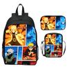 Naruto Anime 3-Piece Backpack Set Printed Cartoon Elementary School Bag Lightweight Multi-Pocket