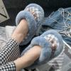 Осенние плюшевые тапочки женские модные клетчатые пушистые шлепанцы домашние бесшумные нескользящие тапочки мягкие плоские фланелевые домашние тапочки