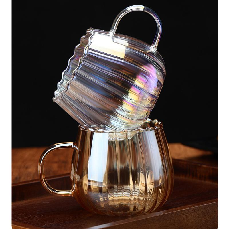 400 мл стаканы из боросиликатного стекла в форме тыквы прозрачные для завтрака овсянки молока кофе чашки с ручкой для домашнего офиса чайные чашки