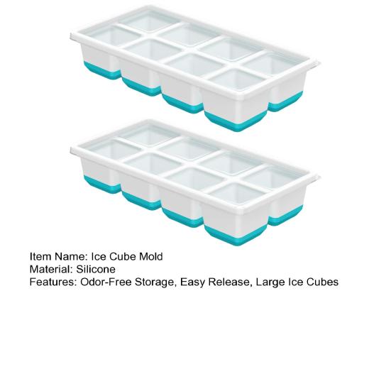 1/2 шт. большая форма для кубиков льда с крышкой, силиконовый лоток без BPA для морозильника, легко снимаемый, штабелируемый