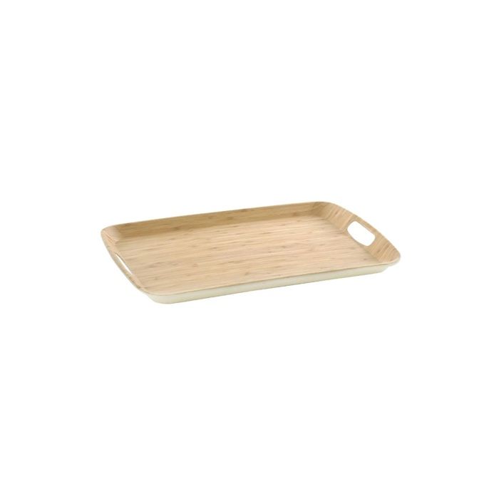 Plateau rectangulaire en fibre de bambou 38 x 25 cm marron