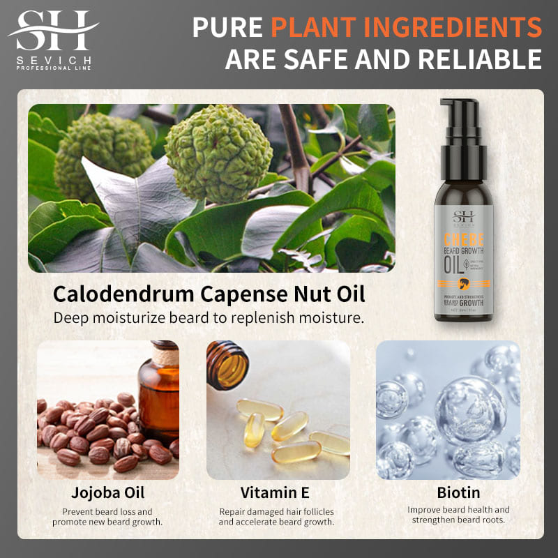 2023 Масло для роста бороды Chebe для мужчин, быстрое эффективное средство для роста бороды, необходимое средство для лечения выпадения волос, Sevich, уход за бородой, 30 мл