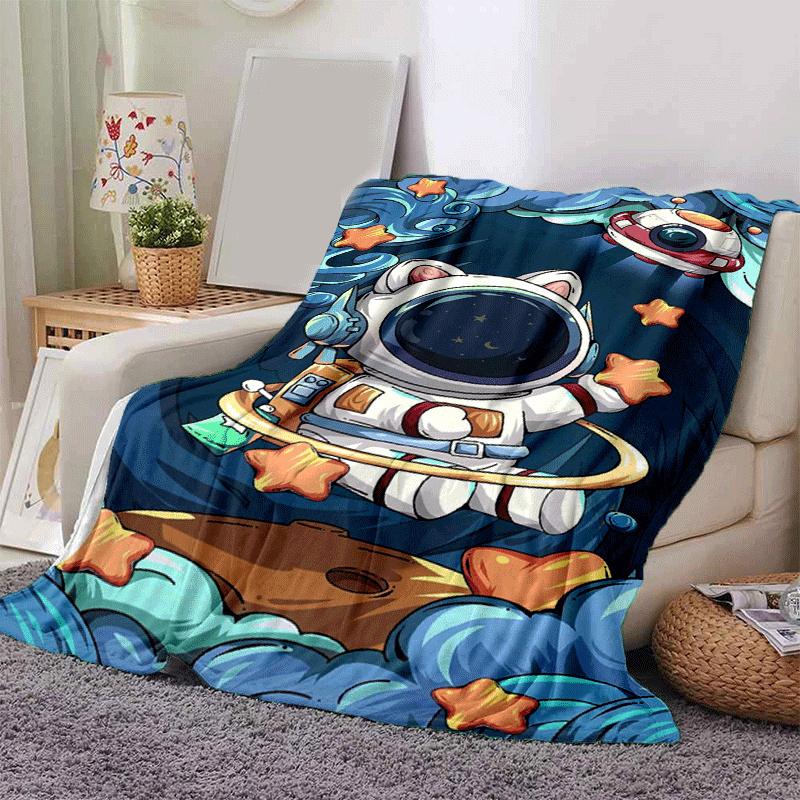 1 шт. Легкое фланелевое одеяло с принтом астронавта, удобное и теплое одеяло, для кемпинга, дивана-кровати и дивана, офиса, подходит для подарка Bl