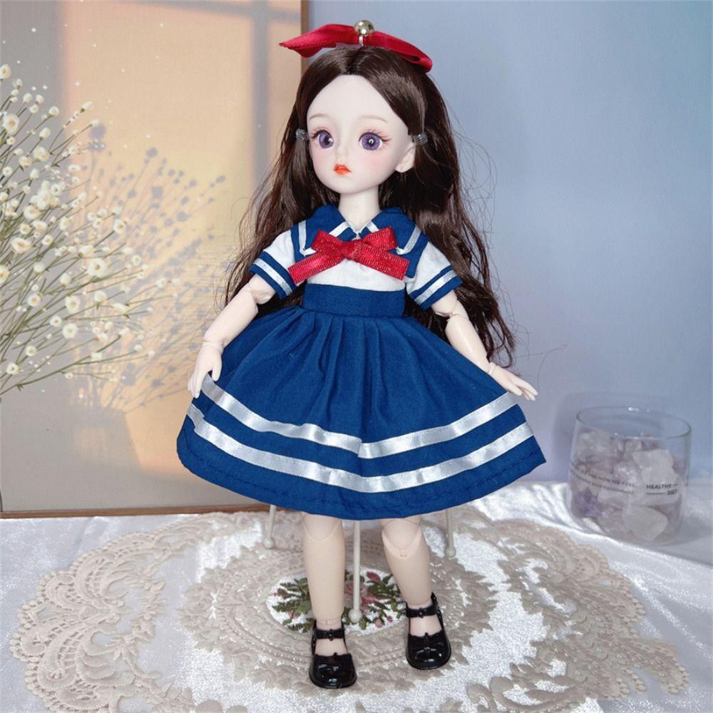 3D Eyes BJD Dolls with Clothes Removable Joints Doll Simulated Eye Hinge Doll Girls Gifts
