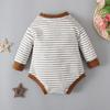 Полосатый комбинезон с длинными рукавами для новорожденных мальчиков и девочек, комбинезон, одежда для детей 0-24 месяцев