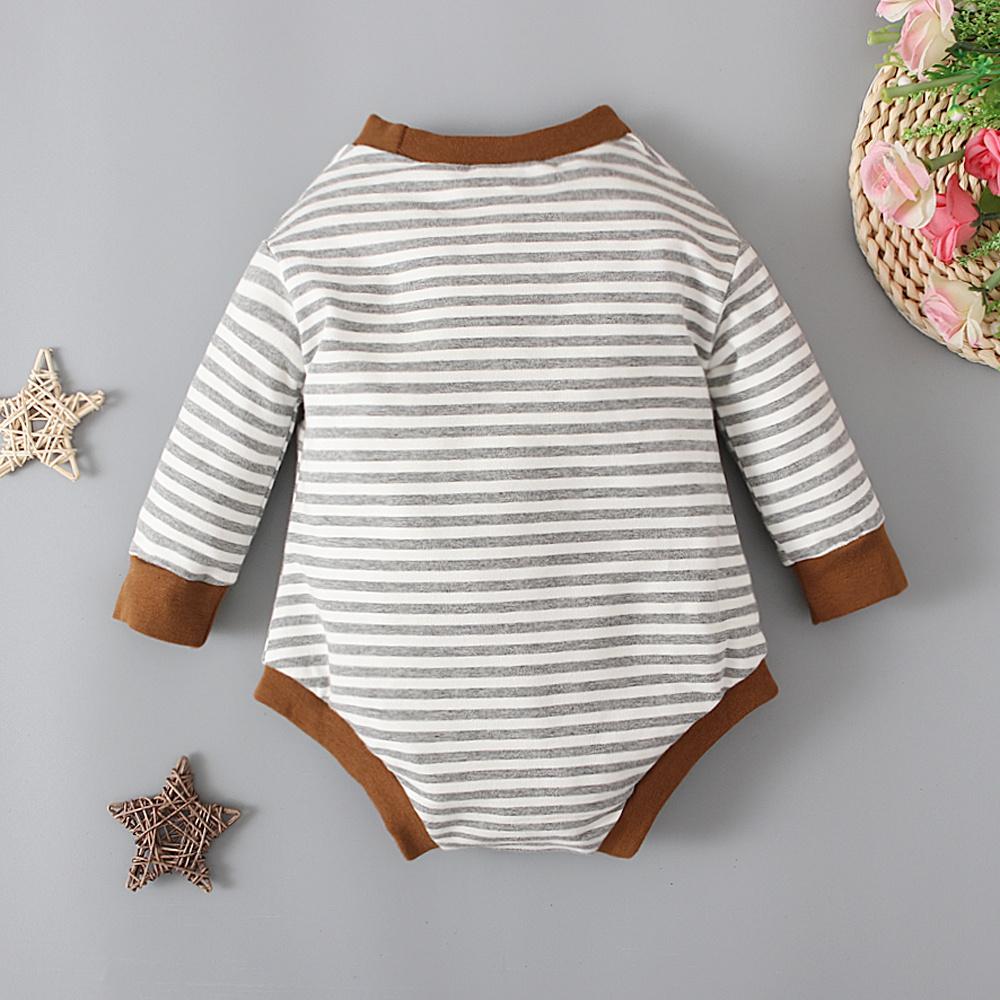 Полосатый комбинезон с длинными рукавами для новорожденных мальчиков и девочек, комбинезон, одежда для детей 0-24 месяцев
