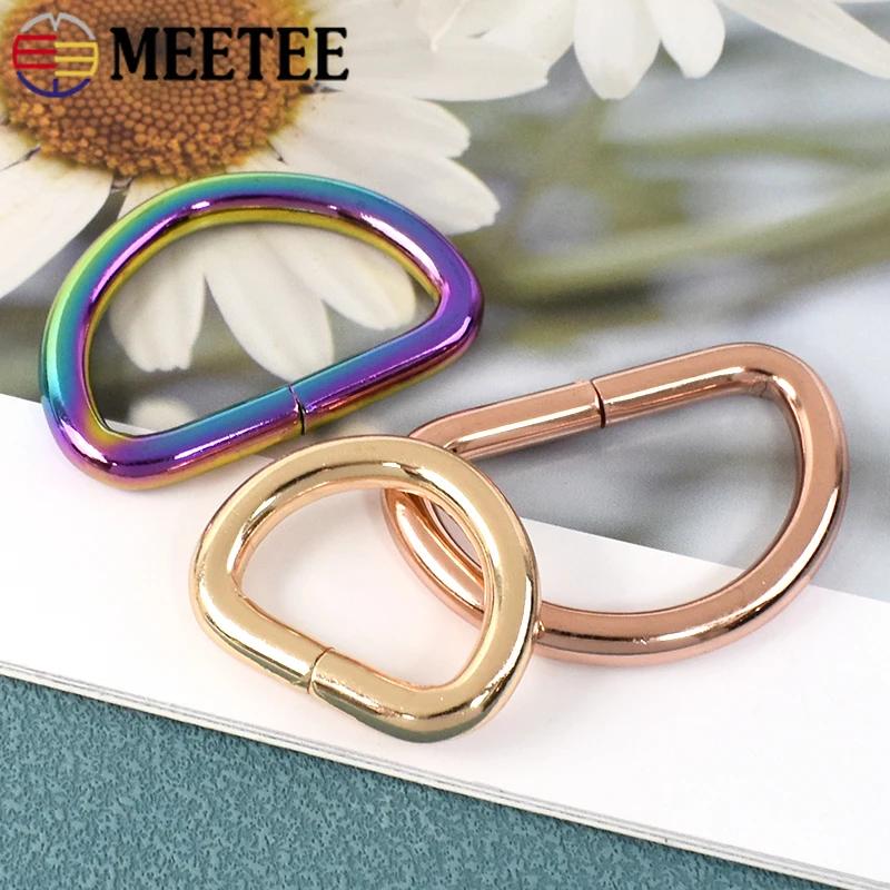 Meetee 10Pcs 13-50mm Metal Buckles Bag Strap O D Ring Buckle Backpack Belt Webbing Dog Collar Loop Clasp DIY Leather Accessories