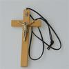 Ретро Мужское Женское Ожерелье с Подвеской в Виде Креста на Черном Шнурке Христианское Религиозное Натуральное Деревянное для Детей Мальчиков Девочек