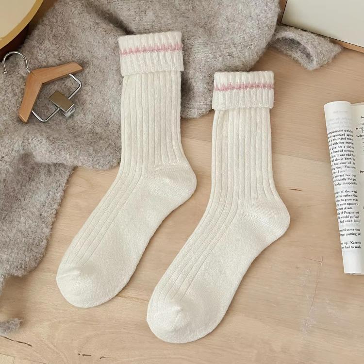 Осень Зима Утолщенные Теплые Женские Носки Японская Мода Вязаные Носки Средней Длины Женские Однотонные Длинные Носки Рождественские Подарки