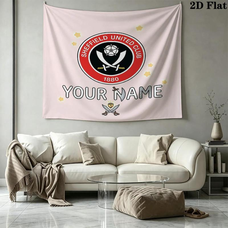 Custom Name Sheffield UnitedPrinted Tapestry – Wall Hanging for Bedrooms, Dorms, and Home Decor