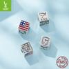 S925 Sterling Silver American Polish Commemorative Beads Popular Cube Collection Loose Beads Beads