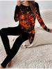 Евро-американская мода 3D принт бабочки женская футболка с длинным рукавом на четыре сезона + длинные брюки комплект из двух предметов. Идеальный подарок на Новый год и Рождество