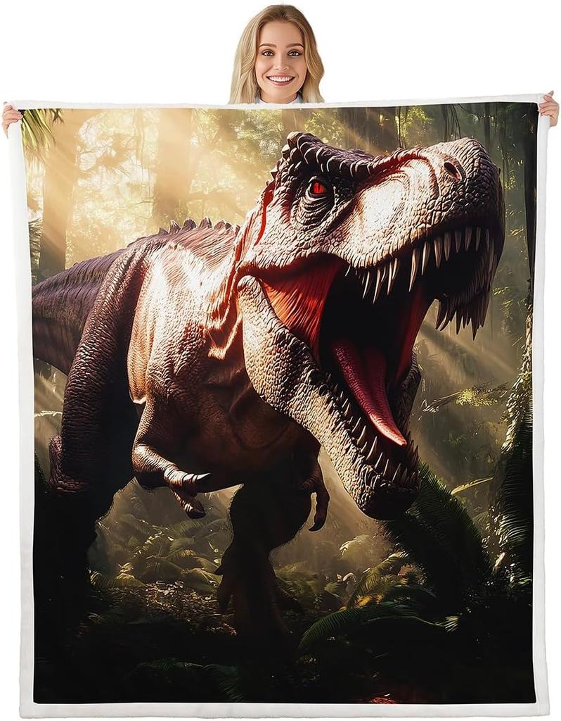 Красочное одеяло с динозаврами, мягкий флисовый плед, декор для детской комнаты, подарок для малыша, дизайн с мультяшными животными, домашний декор