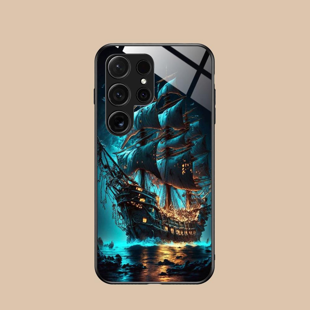 Пиратский Корсар Чехол для Мобильного Телефона для Samsung Galaxy S26 S25 S24 S23 S22 S21 S20 Note20 Plus FE Ultra Стеклянный Цветной Чехол Чехол