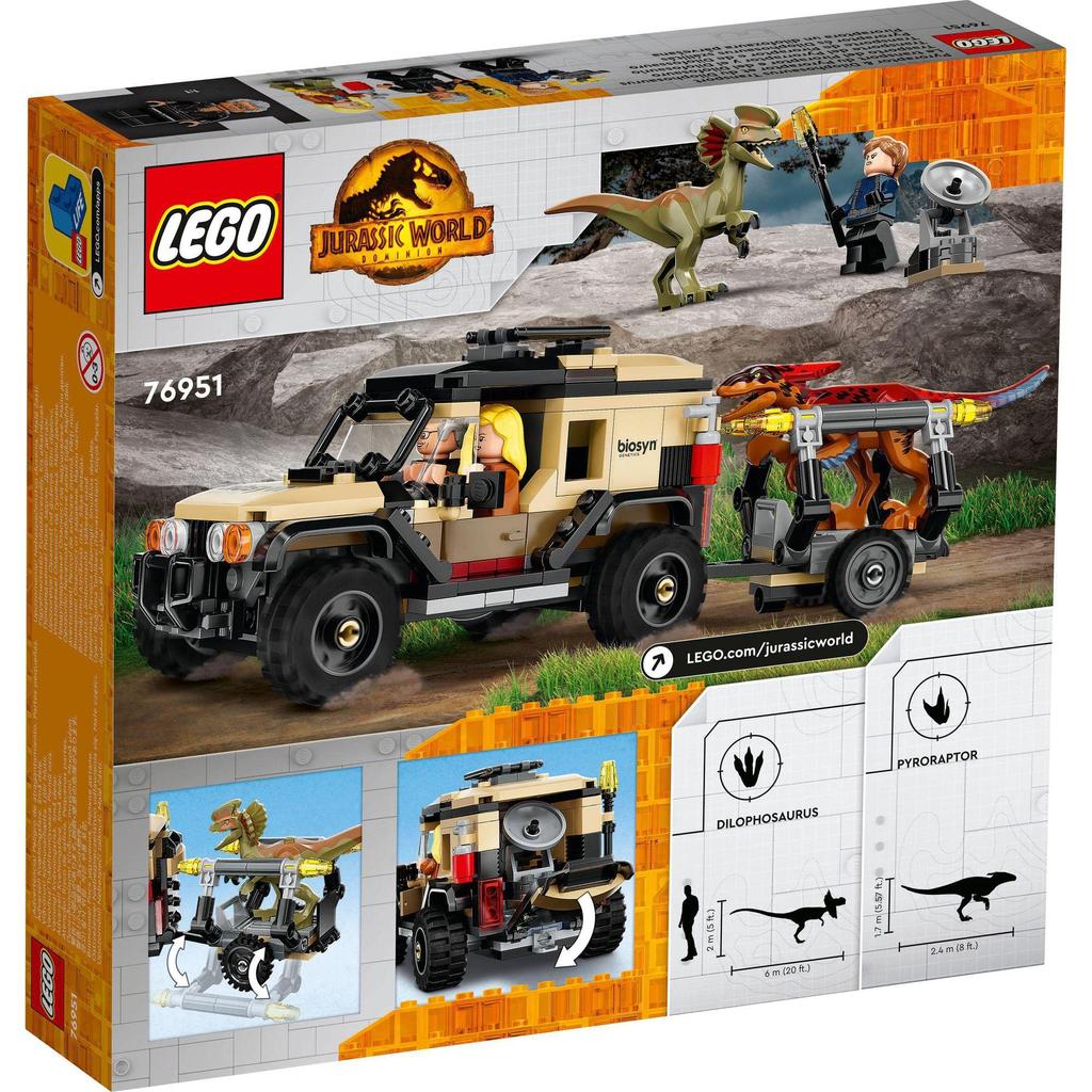 LEGO Jurassic World Pyroraptor and Dilophosaurus Transport 76951 Игрушечный блок представляет мультфильм о динозаврах для мальчиков и девочек от 7 лет и старше