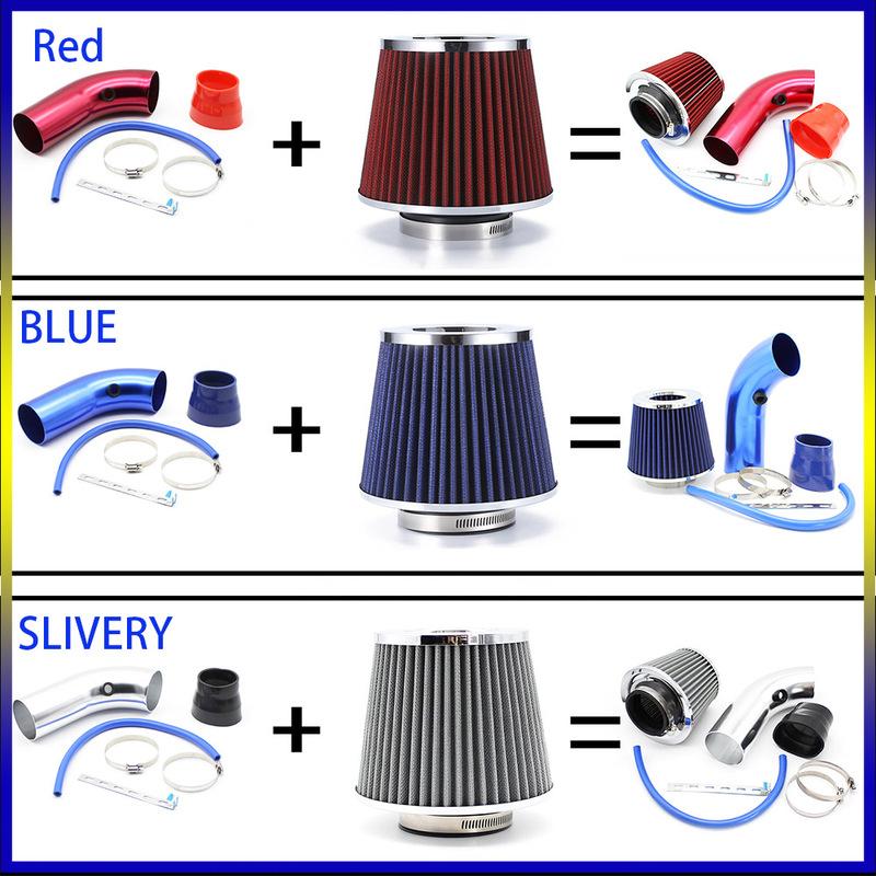 76mm Universal Car Racing Cold Air Intake System Turbo Induction Pipe Tube Kit Cone High Flow Performace Air Filter Inlet