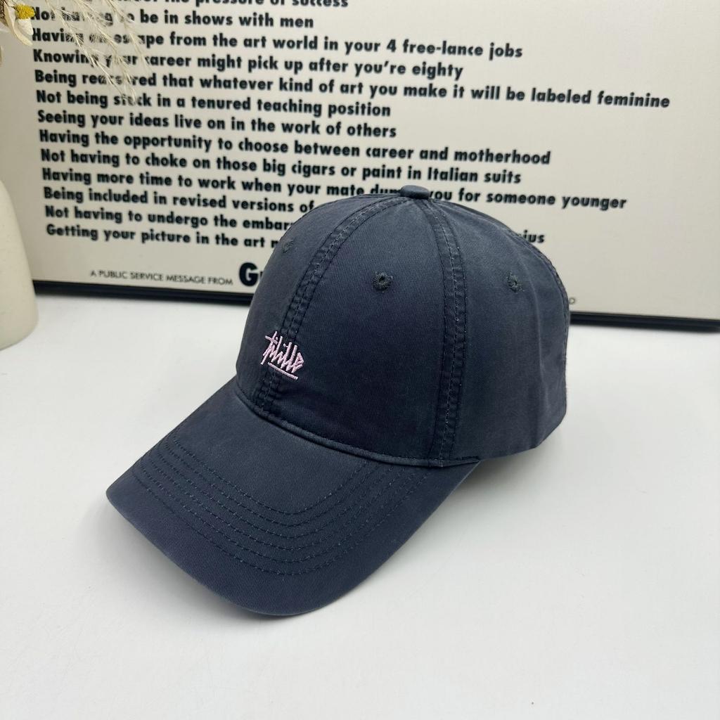 American retro small letter embroidered baseball cap for women with enlarged brim and small versatile peaked cap for women
