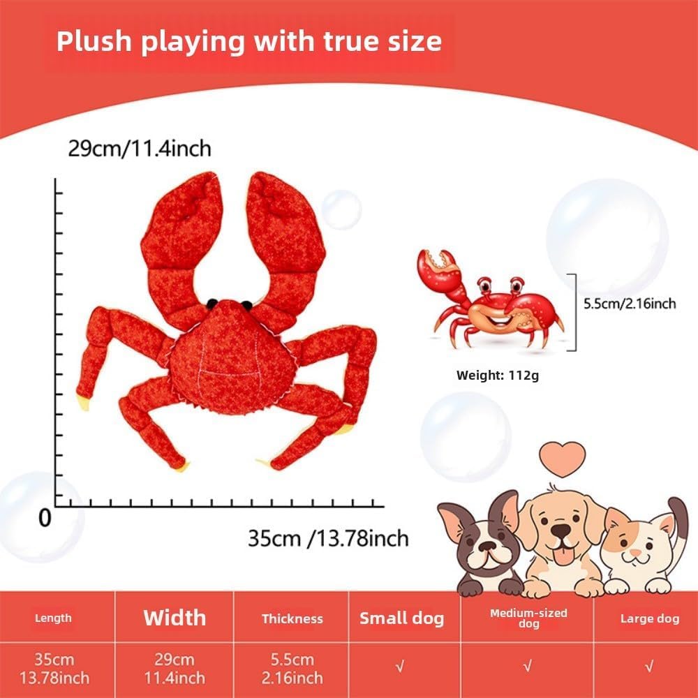 RED Crab Dog Toys -Cute King Crab Squeak Plush Dog Toy for Aggressive chewers,Dental Toy for Aggressive Chewers, Large/Small Breed (13.78 inch)