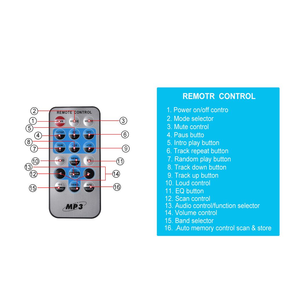 1DIN Car Radio Stereo Player Remote Control Digital Bluetooth Audio Music Stereo 12V Car Radio MP3 Player USB/SD/AUX-IN