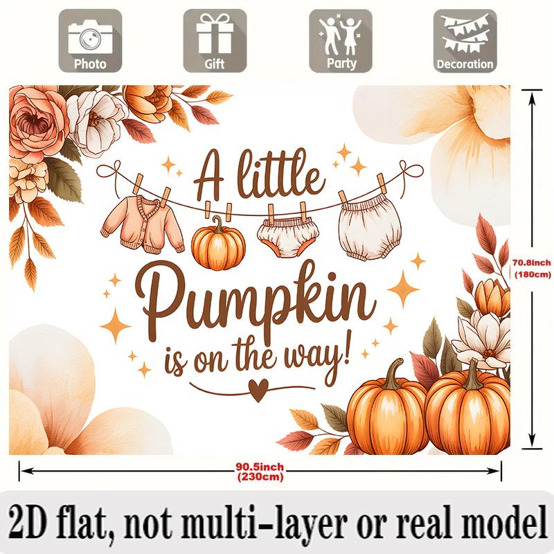 Autumn Floral Pumpkin Party Banner, Polyester Fabric Backdrop for Home Room Wall Decor