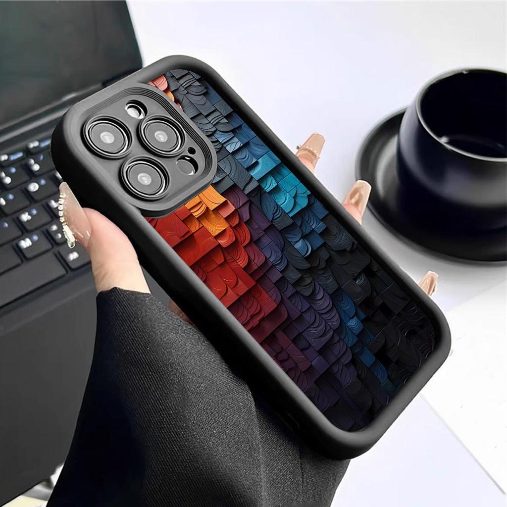 Gradient Color Sandstone Staircase Sky Eye Black Groove Phone Case for iPhone 15/16/17