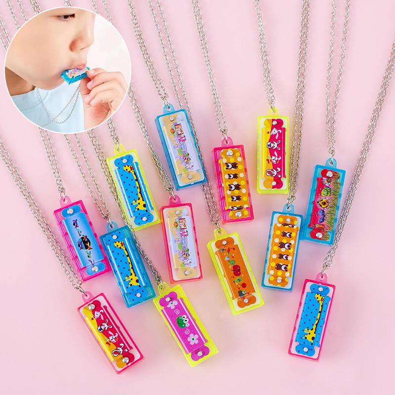 10/20 шт. Мультяшная мини-губная гармошка с ожерельем, музыкальные игрушки для детей, сувениры для дня рождения, наполнители для пиньяты, подарок на Рождество для мальчика/девочки