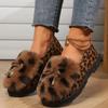 2025 New Women's Fluffy Fur Snow Boots Winter Leopard Print Flat Heels Thicken Plush Cotton Padded Shoes Female Warm Ankle Botas