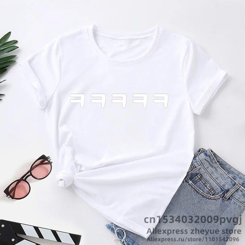 Корейская модная забавная футболка Hangul Ha Ha Lol, женская футболка унисекс с коротким рукавом для поклонников Kpop и Kdrama, одежда, уличная одежда унисекс