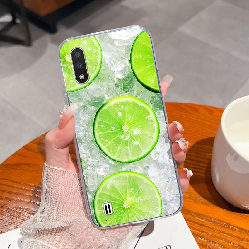 Для Samsung C7 A9 M31 F13 M01 M10 Прозрачный чехол для телефона Освежающий фруктовый узор Защита объектива Мягкий силикон Пылезащитный защитный чехол Для Samsung Capa
