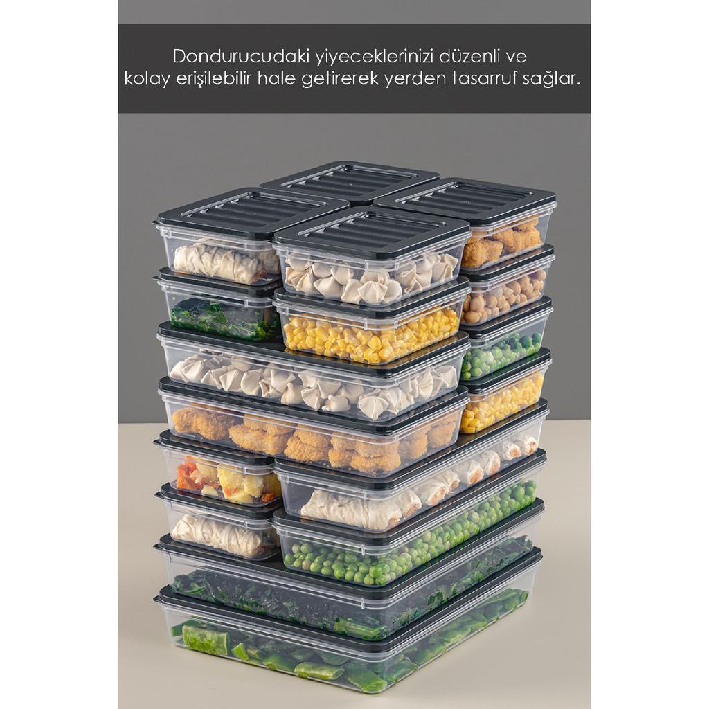 18 Piece Storage Container, Microwave Compatible Storage Container 2x2400ml 4x1200ml 4x1170ml 8x600ml Anthracite