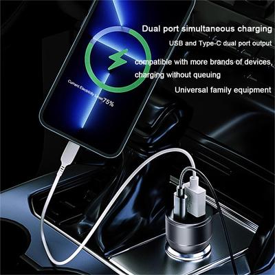 66W PD Двухпортовая USB Автомобильная Зарядная Головка Зарядная Головка для Автомобиля 2A Зарядное Устройство для Мобильного Телефона Быстрая Зарядка