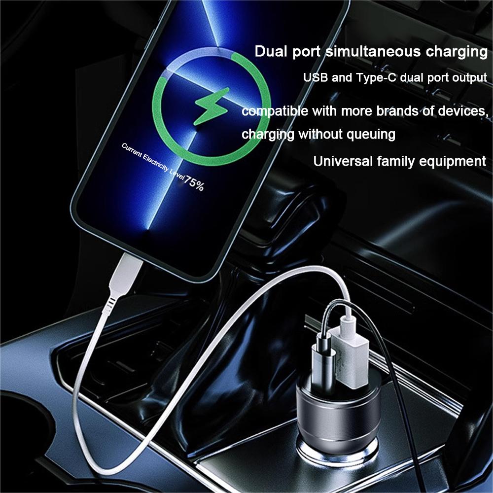 66W PD Car Charger Fast Charging PD QC3.0 Dual USB C Car Phone Charger Type C Adapter in Car for IPhone